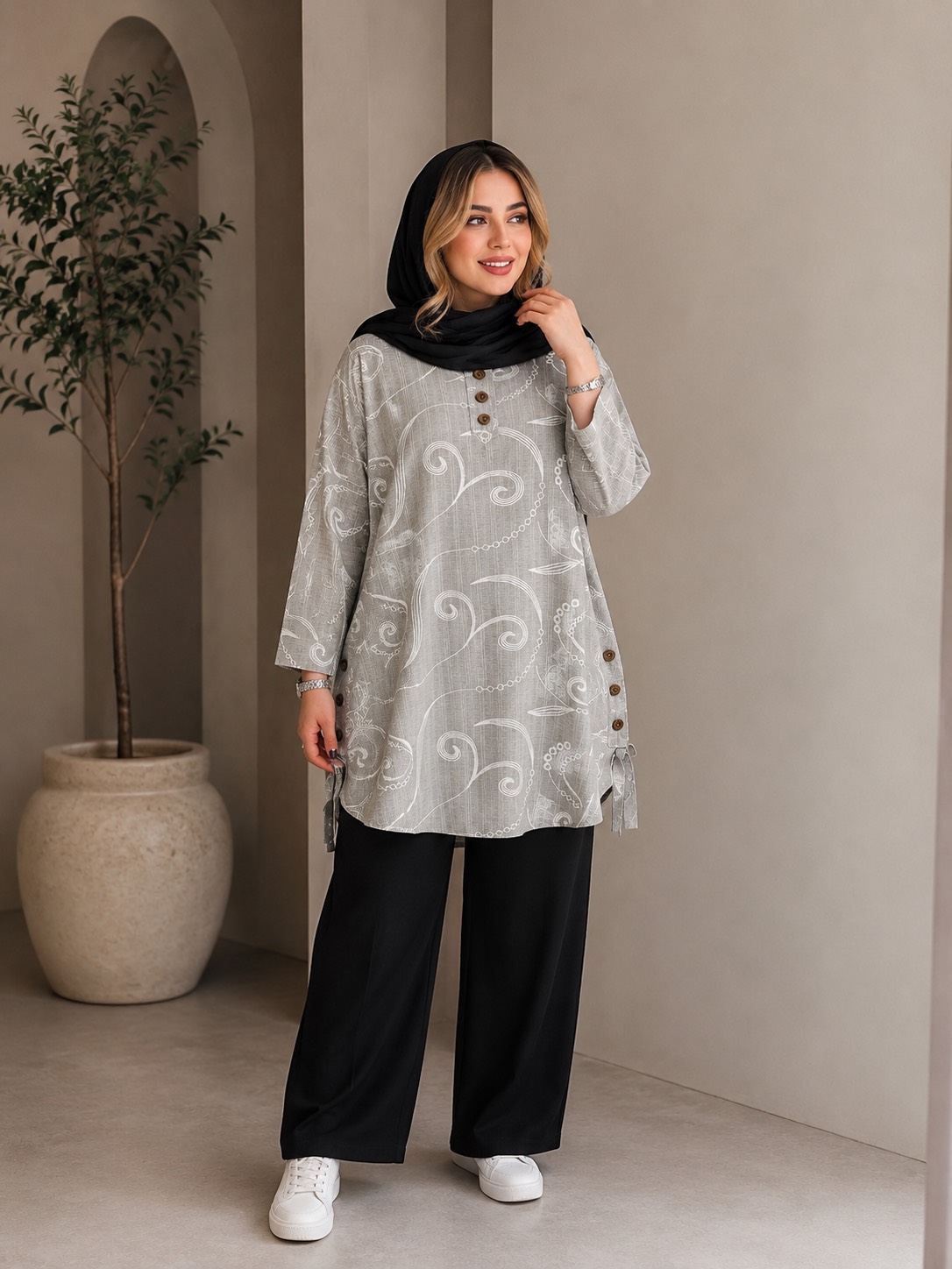 تونیک زنانه گل گچی ریحانه