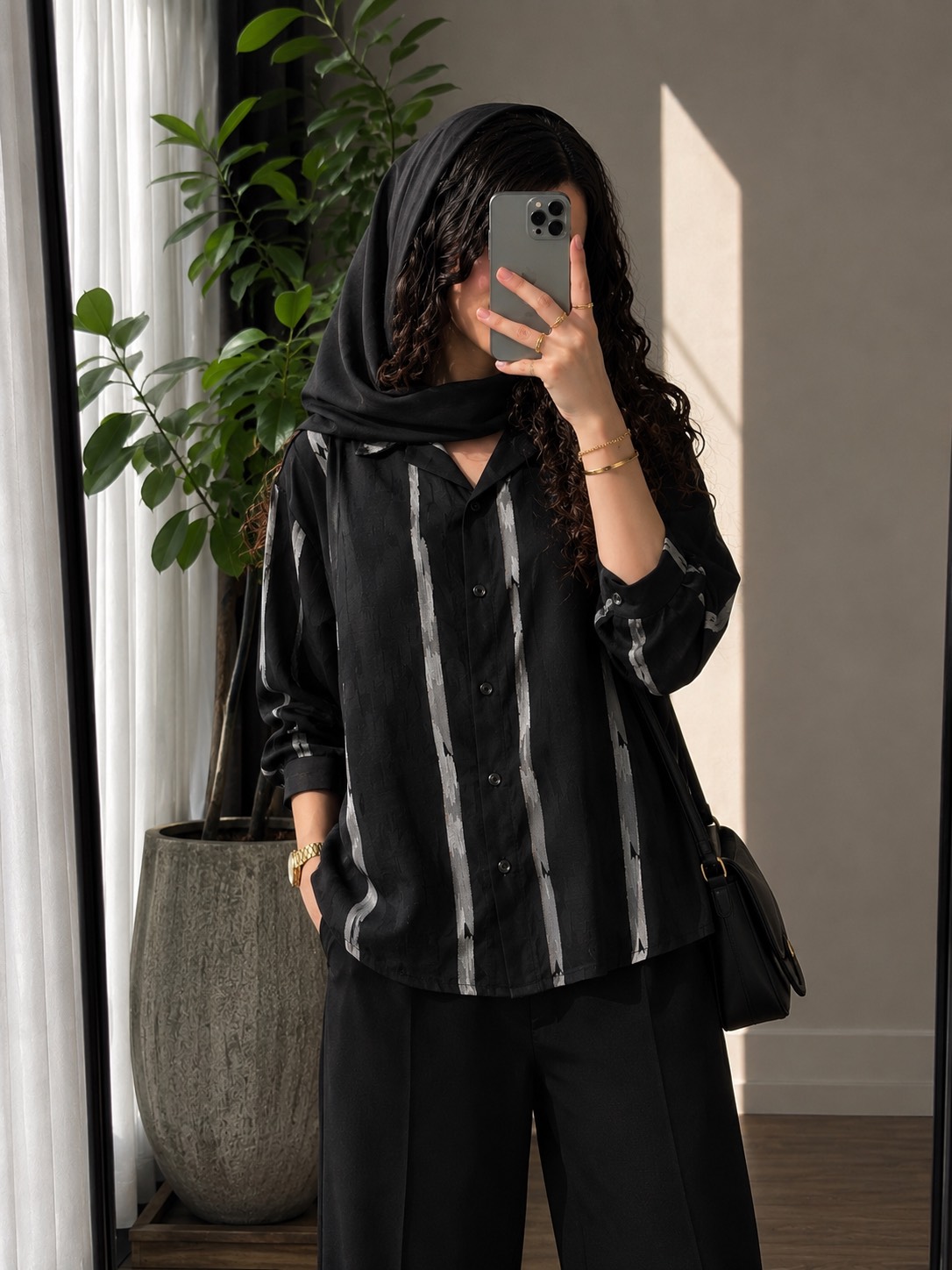 شومیز ژاکارد مشکی جولیا