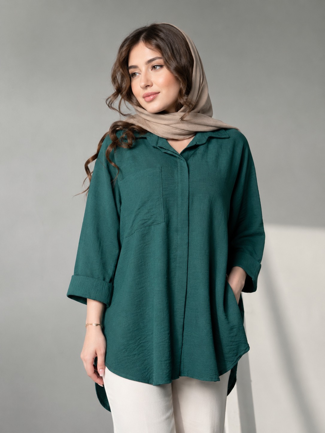 شومیز لینن تک جیب رزا
