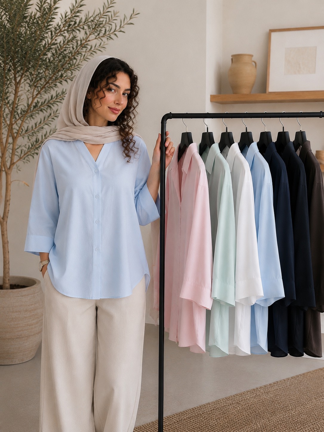 شومیز سیلک اسلپ یقه هفت