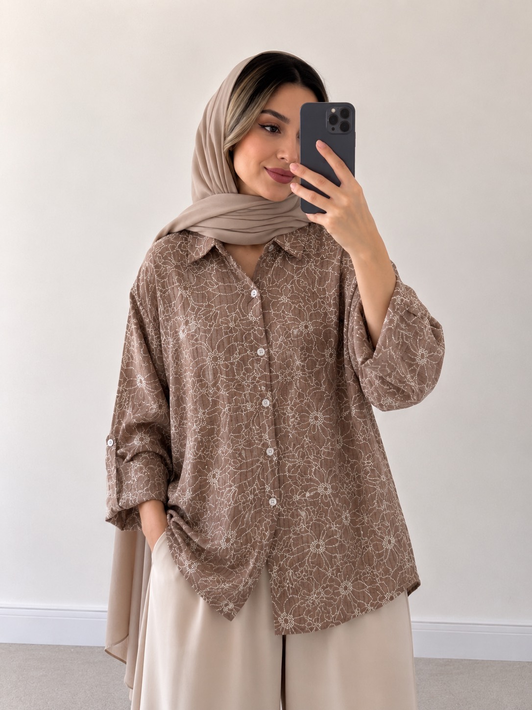 شومیز راه راه گل گچی ارغوان