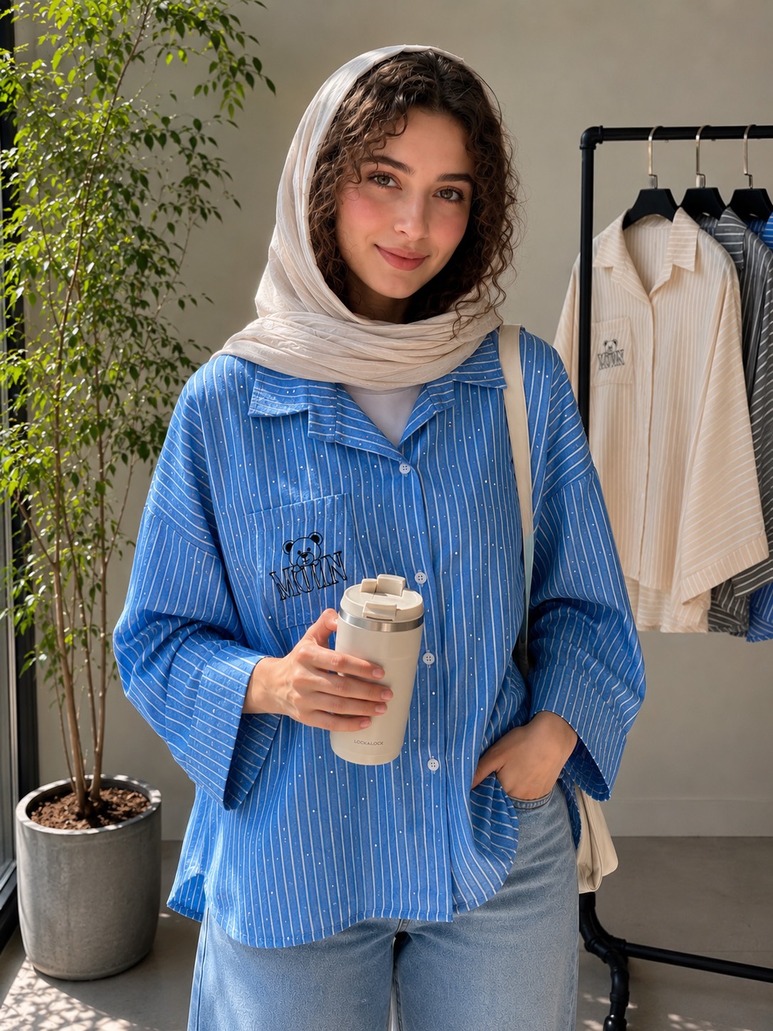 شومیز راه راه نگینی TEDDY