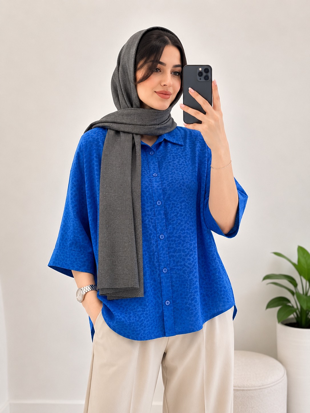 شومیز پری شیشه ای پلنگی رنگی