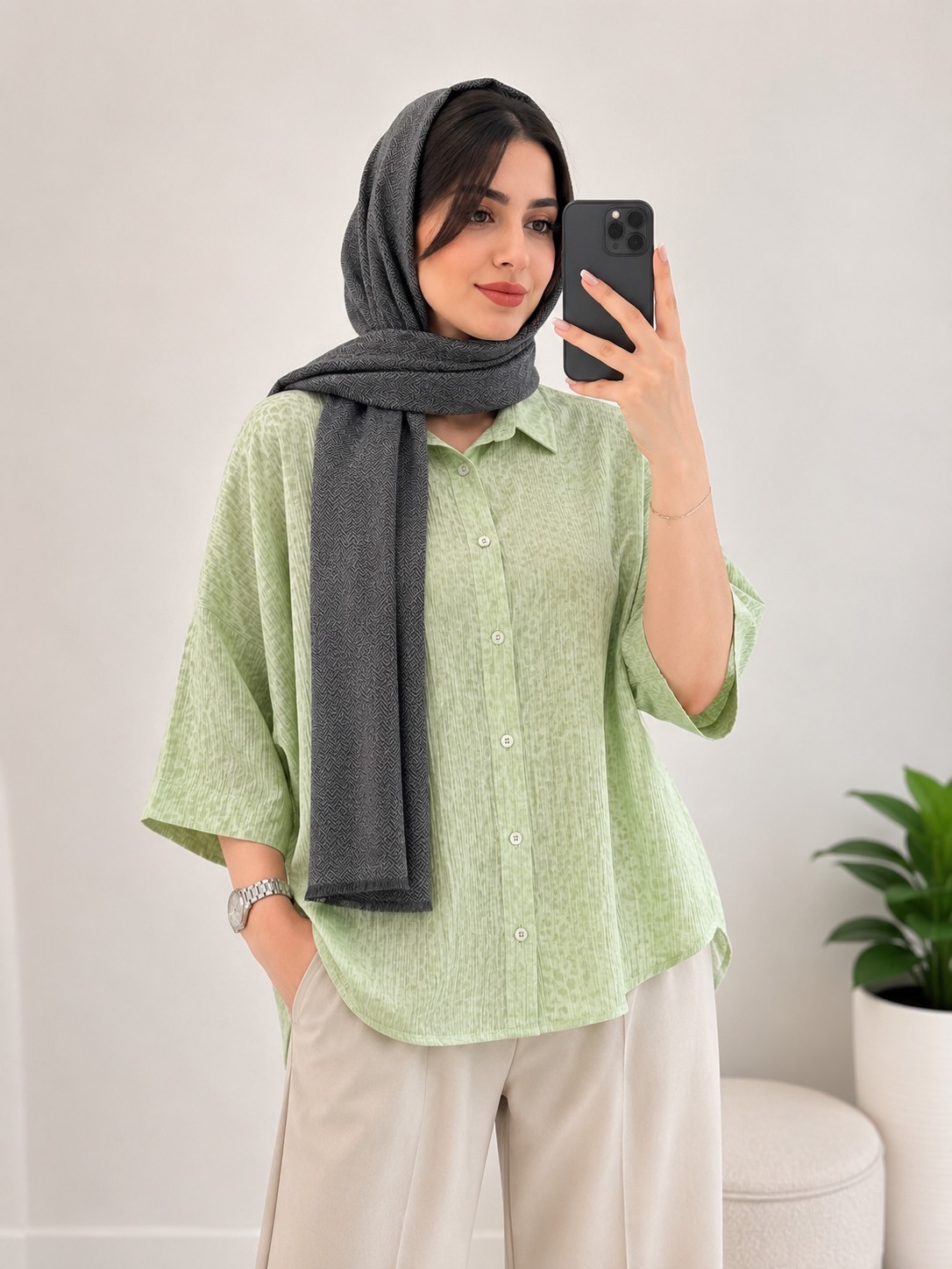 شومیز پری شیشه ای پلنگی رنگی