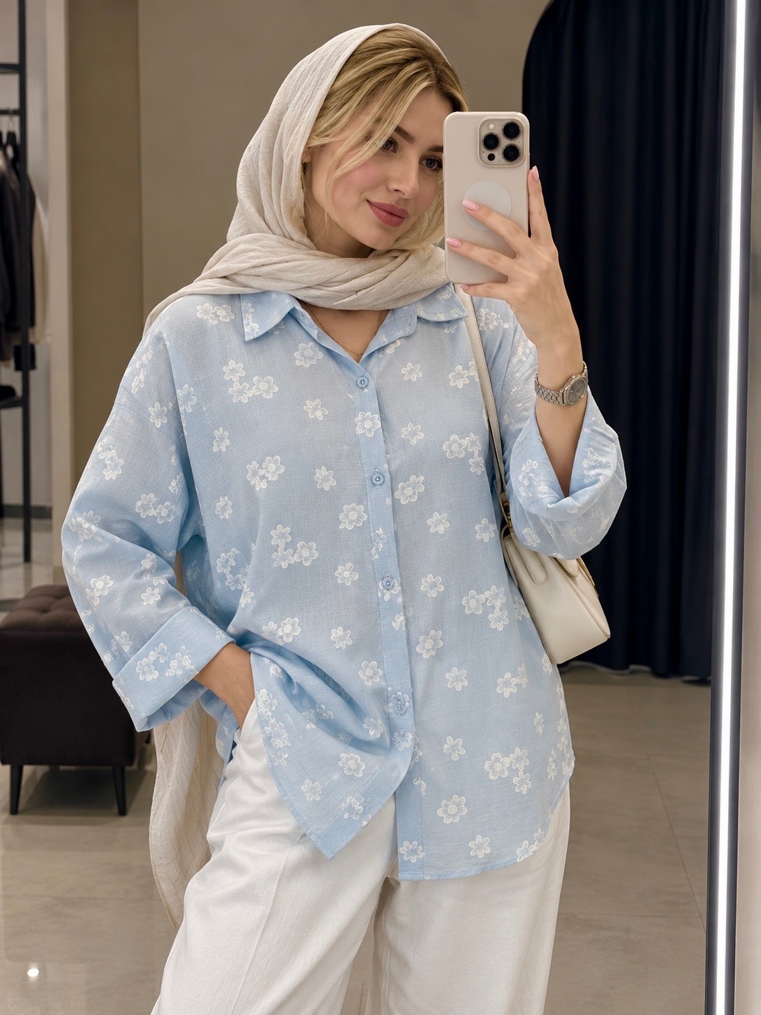شومیز کادنزا گل گچی لنا (ایراد دار)