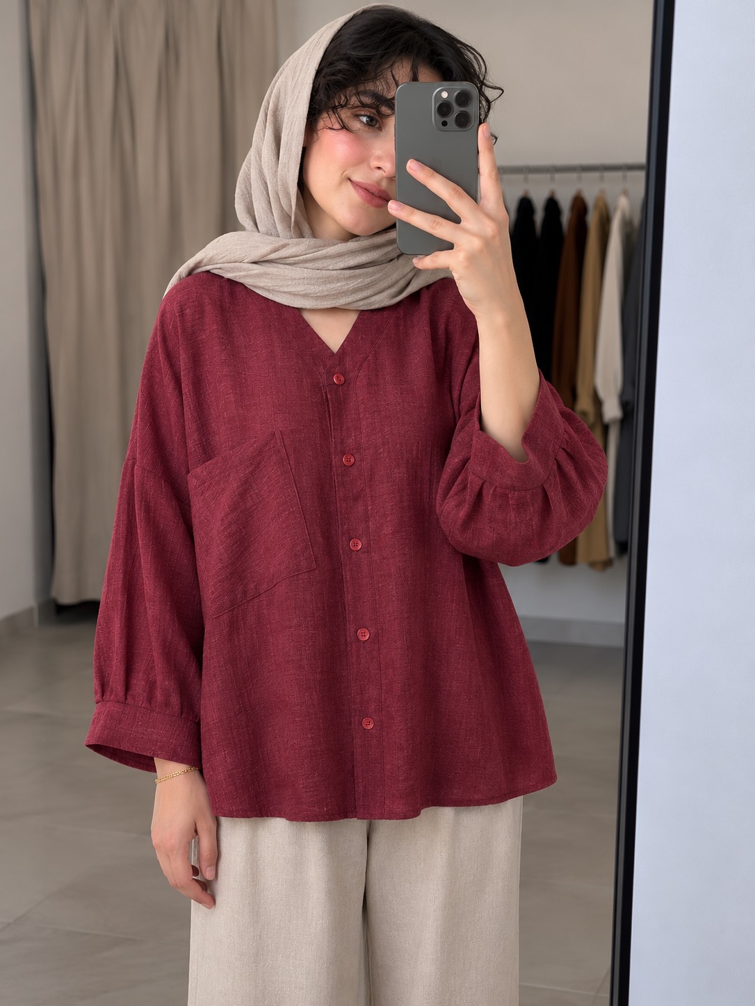 شومیز جیب کج یقه هفت