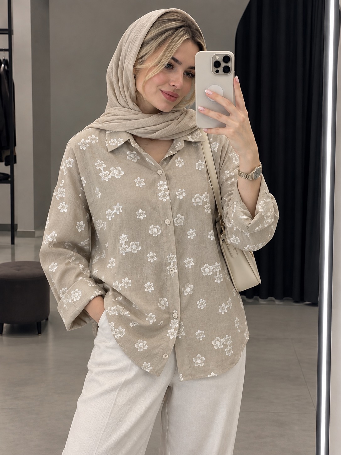 شومیز کادنزا گل گچی لنا