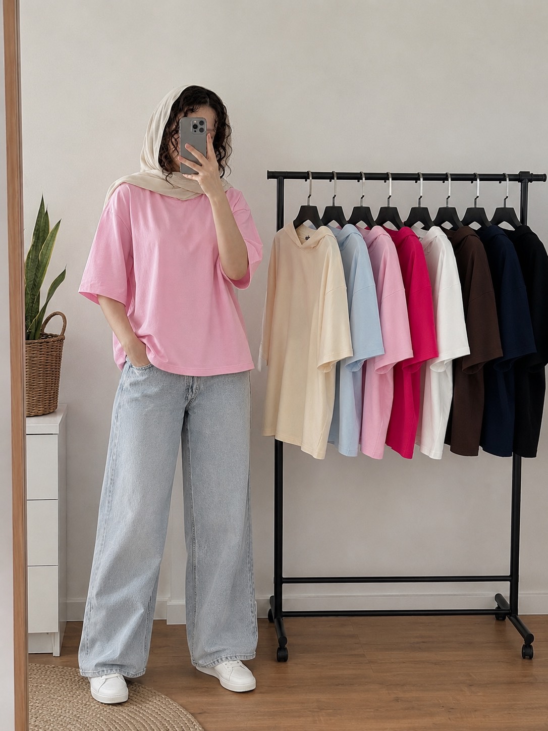 تیشرت بیسیک کلاهدار زنانه