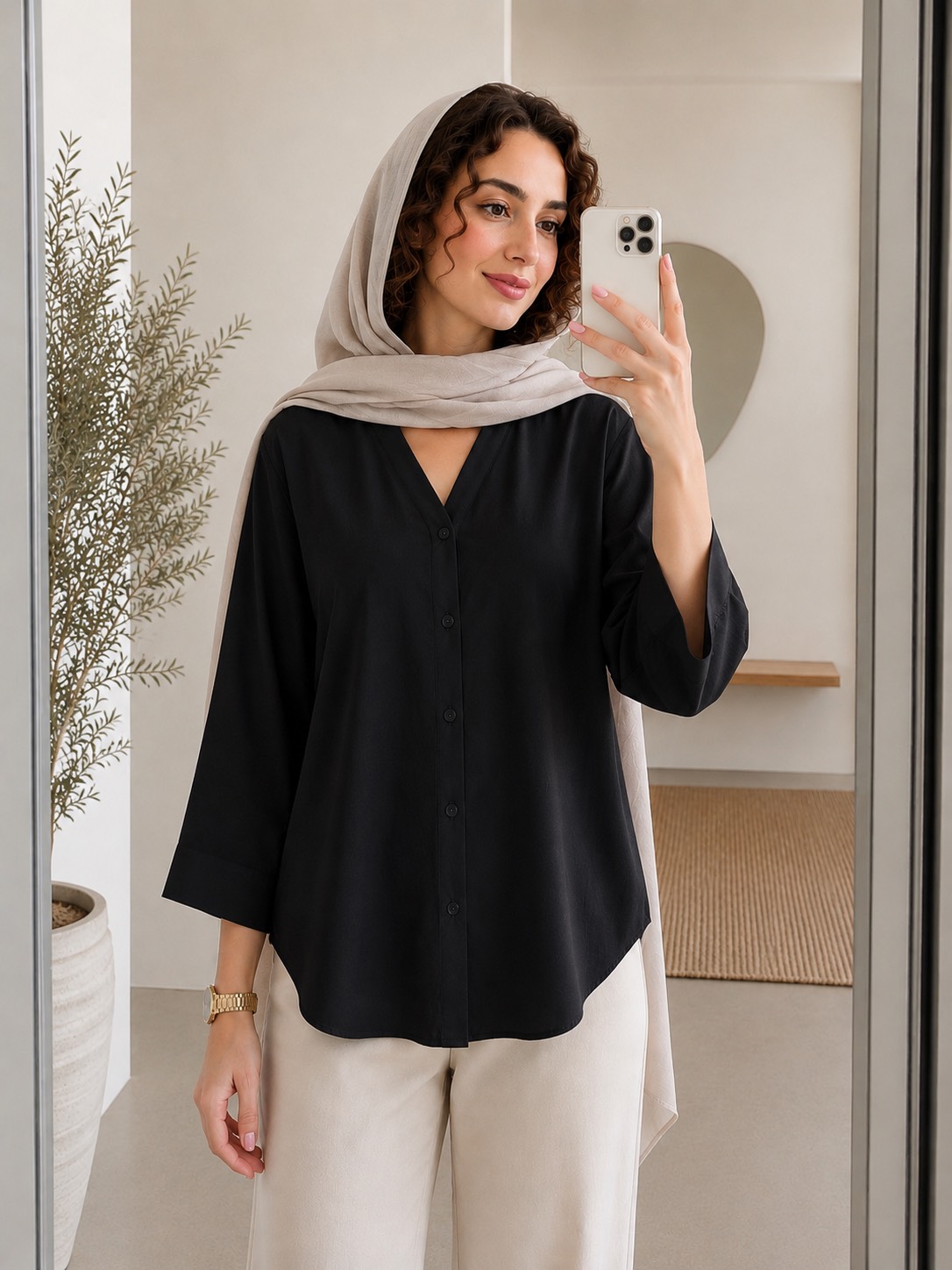 شومیز سیلک پری یقه هفت مشکی